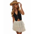 thumbnail image 1 of Women'S Denim Zip Up Vest Deep V Neck Sleeveless Asymmetrical Hem Slim Fit Summer Crop Jean Tank Tops Black L, 1 of 10