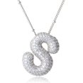 Women'S Diamond Balloon Initial Pendant, Zircon Letter Name Bubble