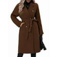 thumbnail image 1 of Women'S Double Breasted Fleece Trench Coat Mid Long Winter Wool Blend Overcoat Dressy Outfit Dark Brown XXL, 1 of 7