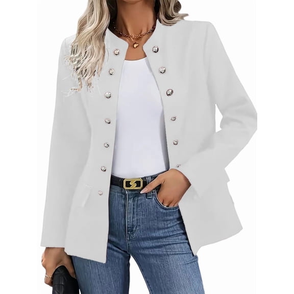 Women'S Double-Breasted Front-Opening Coat Autumn Long-Sleeved Business Casual Slim-Fit Jacket Set