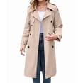 thumbnail image 1 of Women'S Double Breasted Long Trench Coat Windproof Classic Lapel Slim Overcoat with Belt Khaki S, 1 of 10