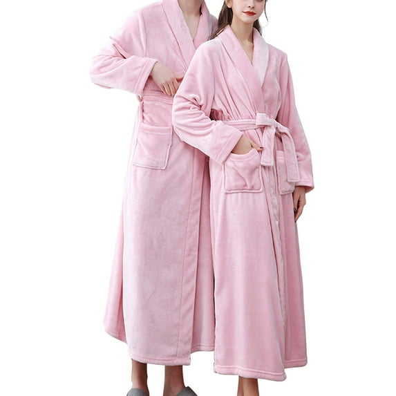 Women'S Double Pocket Flannel Bathrobe Soft And Warm Double Faced Velvet Bathrobe Pajamas And Home Wear Bathrobe Robe Robe with Hood for Ladies Night Robe Women Shower Robe for Women like Towel Comfy