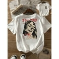 thumbnail image 1 of Women'S Dracula Graphic T-Shirt - Japanese Horror Print, Short Sleeve Crew Neck Casual Top, Comfortable Fit, Black with Red & White Design, All-Season Wea, 1 of 6