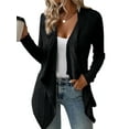 thumbnail image 1 of Women'S Draped Open Front Light-Weight Cardigan Tops Casual Long Sleeve Knit Outerwear Black XL, 1 of 6