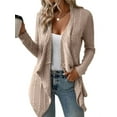 thumbnail image 1 of Women'S Draped Open Front Light-Weight Cardigan Tops Casual Long Sleeve Knit Outerwear Khaki M, 1 of 4