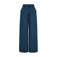 thumbnail image 1 of Women'S Drawstring Wide Leg Jeans Low Waisted Loose Fit Denim Pants Blue S, 1 of 9
