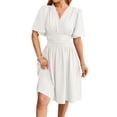 thumbnail image 1 of Women'S Dress 2025 Summer Deep V Neck Elegant Ruffle Mini Dress Waist Dresses White L, 1 of 9