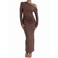 thumbnail image 1 of Women'S Dress Fall Winter French Long Sleeve Slim Fit Maxi Dress Formal for Women Brown S, 1 of 5