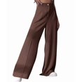 thumbnail image 1 of Women'S Dressy Trousers Solid Color Straight Leg Suit Pants Brown L, 1 of 9