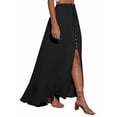 thumbnail image 1 of Women'S Elastic Tie Waist Button Down Maxi Skirts Casual Loose Flowy Swing Slit Front Dress Black L, 1 of 9