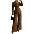 thumbnail image 1 of Women'S Elegant 2-Piece Outfit, Long Sleeve Blazer & Straight-Leg Pants Set Brown XL, 1 of 9