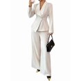 thumbnail image 1 of Women'S Elegant 2-Piece Outfit, Long Sleeve Blazer & Straight-Leg Pants Set White L, 1 of 8