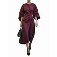 thumbnail image 1 of Women'S Elegant Batwing Sleeve Cocktail Party Dress Solid Casual Loose Ruched Slit Midi Dress with Belt Wine Red L, 1 of 3