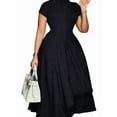 thumbnail image 1 of Women'S Elegant Casual Short Sleeve Work Party A-Line Dress Black XL, 1 of 9