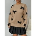 thumbnail image 1 of Women'S Elegant Knit Pullover Sweater, Cute Crew Neck Long Sleeve Top with Butterfly Pattern, Regular Fit Polyester Knit Fabric for Fall/Winter, 1 of 4