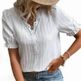 thumbnail image 1 of Women'S Elegant Lace V Neck Short Sleeve Solid Tops Shirt Blouse White M, 1 of 6