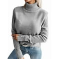 thumbnail image 1 of Women'S Elegant Lapel Long Sleeve Knitted Sweater Autumn and Winter Solid Color Button Pullover Sweater Top Grey L, 1 of 8