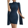 thumbnail image 1 of Women'S Elegant Long Sleeve Flutter Sleeve Bodycon Dress with Rhinestone Detail Step Skirt S, 1 of 9
