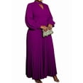 thumbnail image 1 of Women'S Elegant Pleated Maxi Dress with Puff Sleeves and Stand Collar for Various Occasions L, 1 of 9
