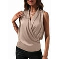 thumbnail image 1 of Women'S Elegant Satin Wrap V Neck Sleeveless Tank Blouse Tee Top Champagne XL, 1 of 7