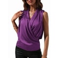 thumbnail image 1 of Women'S Elegant Satin Wrap V Neck Sleeveless Tank Blouse Tee Top  S, 1 of 6