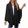 thumbnail image 1 of Women'S Elegant Shawl Wraps Soft Open Front Poncho Sweater for Spring Fall Winter Black One Size, 1 of 4