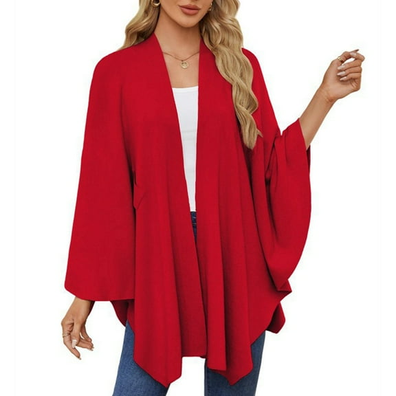 Women'S Elegant Shawl Wraps Soft Open Front Poncho Sweater for Spring Fall Winter Size