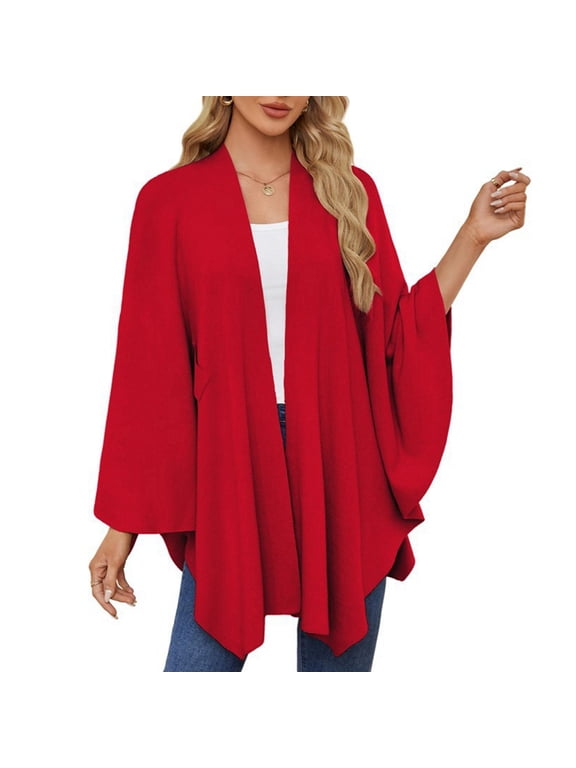 Women'S Elegant Shawl Wraps Soft Open Front Poncho Sweater for Spring Fall Winter Size