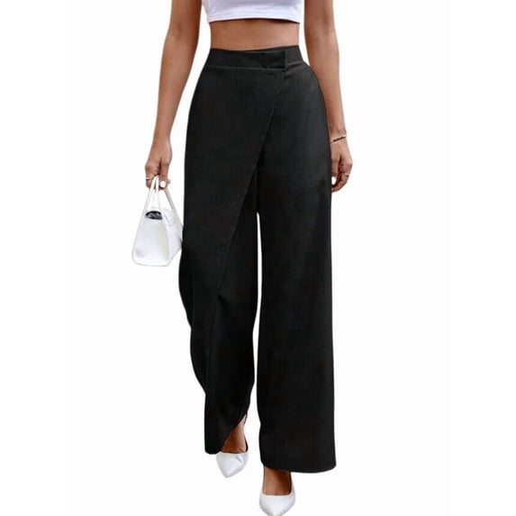Women'S Elegant Wrap Front High Waisted Wide Leg Pants Suit Pants Trousers