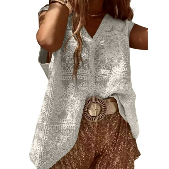 Women'S Embroidered Floral Crochet Vest Button Up Crop Summer Cowgirl Tops Country Concert Outfits White One size