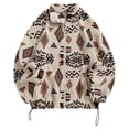thumbnail image 1 of Women'S Ethnic Print Micro Pellet Plush Zip Front Jacket with Pockets Soft Fleece Outerwear Color M, 1 of 9