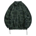 thumbnail image 1 of Women'S Ethnic Print Micro Pellet Plush Zip Front Jacket with Pockets Soft Fleece Outerwear Green M, 1 of 9