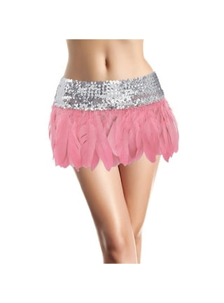 Hot Pink Feather Fringe Hem Skirt - Bloom and Company