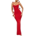 thumbnail image 1 of Women'S Evening Backless Straps Strap Stereoscopic Flower Halter Long Dresses Red S, 1 of 9
