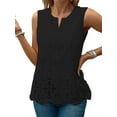 thumbnail image 1 of Women'S Eyelet Embroidered Sleeveless Blouse V Neck Casual Summer Shirt Tops Black XL, 1 of 5