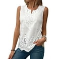 thumbnail image 1 of Women'S Eyelet Embroidered Sleeveless Blouse V Neck Casual Summer Shirt Tops White XXL, 1 of 9