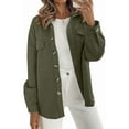 thumbnail image 1 of Women'S Fall Casual Long Sleeve Button Down Loose Light-Weight Shacket Shirt Jacket Coat with Pockets Army Green XXL, 1 of 6