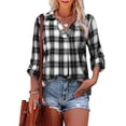 thumbnail image 1 of Women'S Fall Collage Pullover Long Sleeve V-Neck Loose Blouse Black XXL, 1 of 5