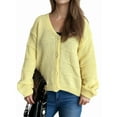 thumbnail image 1 of Women'S Fall Fashion Button Down Cardigan Sweater Loose Casual Cable Knit Sweater Coat Yellow S, 1 of 9