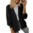 thumbnail image 1 of Women'S Fall Fashion: Front-Open Long-Sleeved Knitted Cardigan Sweater Black XXL, 1 of 1