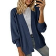 thumbnail image 1 of Women'S Fall Fashion: Front-Open Long-Sleeved Knitted Cardigan Sweater Dark Blue L, 1 of 6