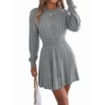 thumbnail image 1 of Women'S Fall Long Sleeve Mock Neck Sweater Dress Casual Loose Ribbed Knit Mini Short Pullover Dresses Grey L, 1 of 8