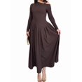 thumbnail image 1 of Women'S Fall Long Sleeve Wedding Guest Dresses One Shoulder Elegant Formal Pleated Midi Maxi Dress Brown M, 1 of 8