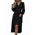 thumbnail image 1 of Women'S Fall Maxi Dresses Long Sleeve V Neck Dots High Waisted A-Line Ruffle Boho Long Dress Vacation Black M, 1 of 5