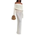thumbnail image 1 of Women'S Fall Off Shoulder Bodycon Sweater Dress Formal Long Sleeve Elegant Club Party Midi Maxi Dresses White M, 1 of 6