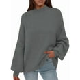 thumbnail image 1 of Women'S Fall Oversized Sweaters Chunky Knit Mock Neck Long Sleeve Casual Pullover Winter Clothes Bean Green M, 1 of 7
