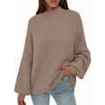 thumbnail image 1 of Women'S Fall Oversized Sweaters Chunky Knit Mock Neck Long Sleeve Casual Pullover Winter Clothes Camel Color S, 1 of 7