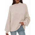 thumbnail image 1 of Women'S Fall Oversized Sweaters Chunky Knit Mock Neck Long Sleeve Casual Pullover Winter Clothes Cream White M, 1 of 7