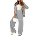thumbnail image 1 of Women'S Fall Spring 2 Piece Blazer Outfits Business Casual Oversized Jacket Wide Leg Work Pants Gray S, 1 of 9