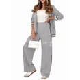 thumbnail image 1 of Women'S Fall Spring 2 Piece Blazer Outfits Business Casual Oversized Jacket Wide Leg Work Pants Gray XS, 1 of 9